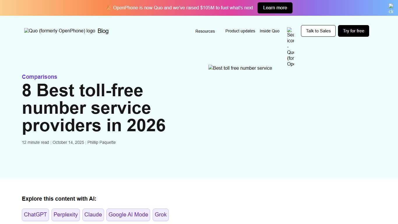 8 Best Toll-Free Number Service Providers in 2026 - Quo (formerly OpenPhone)